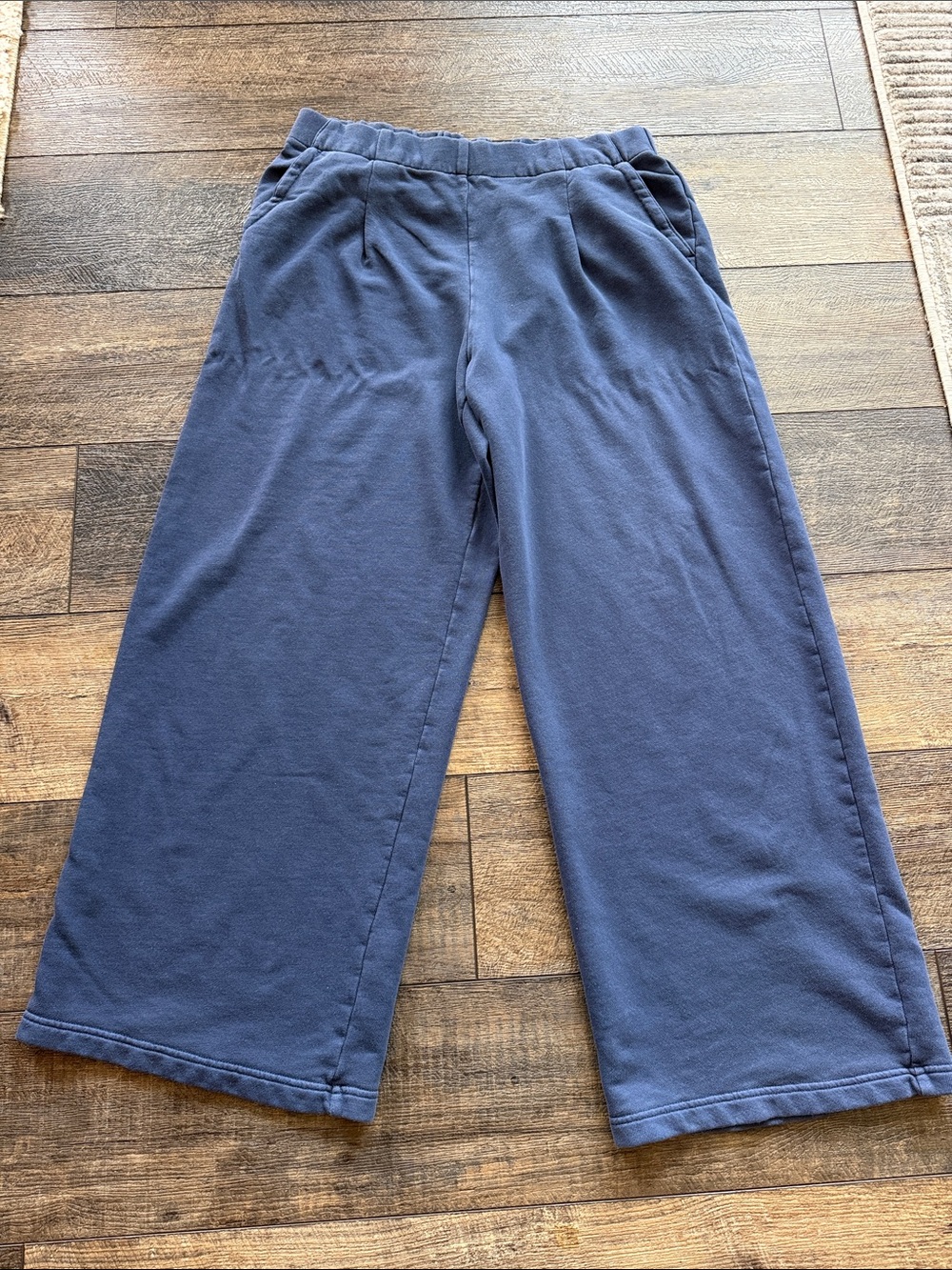 aerie Wide-Leg Sweatpants in Navy - Picture 2 of 3